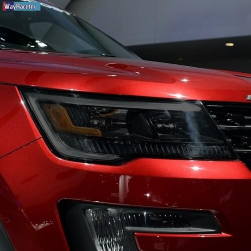 2 Pcs Car Headlight Protective Film Headlamp Restoration Transparent Black TPU Sticker For Ford Explorer 2016 2017 Accessories