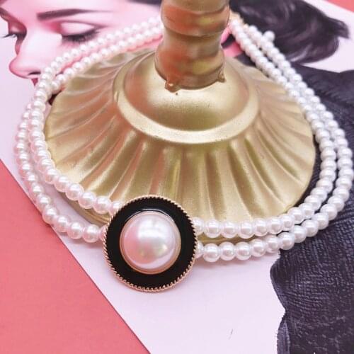 Round Big Pearl Pendant Charm Necklace Strand Elegant Party on Neck Lady Collar Jewelry
