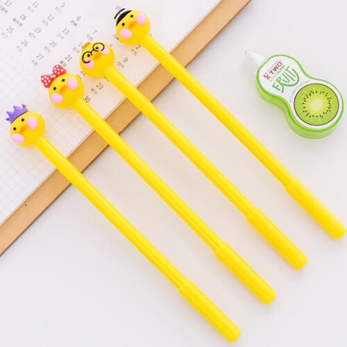 0.5mm Cute Kawaii Yellow doll head Gel Pen Signature Pens Escolar Papelaria For Office School Writing Supplies Stationery Gift