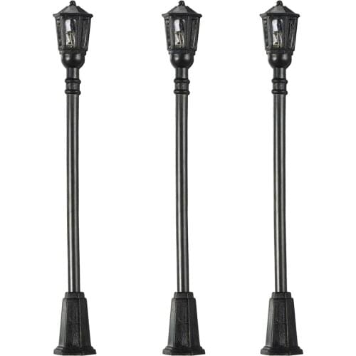 20 Pieces Metal Park Lanterns Streets Lamp Modelmaking Hexagonal Single-head LED Lights Lamppost Model Street Lighting 3V DC