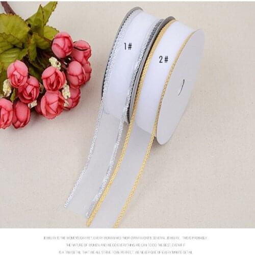 20yard 25mm Gold and silver lace DIY gift box packaging Ribbons for Crafts Bow Handmade Gift Wrap Party