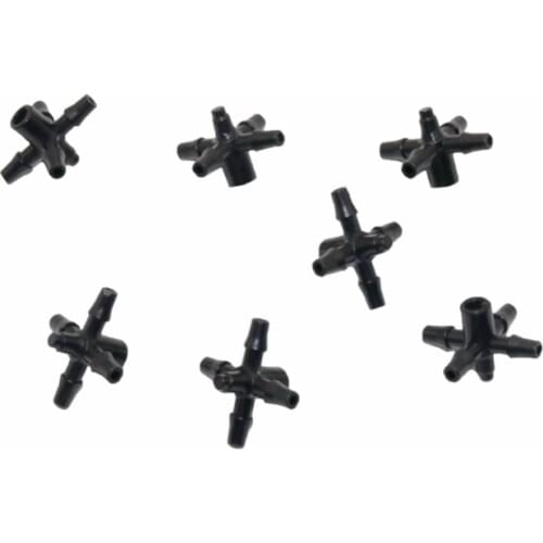 200pcs 3/5mm Five-way Cross Interfaces Hose Splitters Multiple Joints Cross-connectors Garden Hose Nozzle Connection Fittings