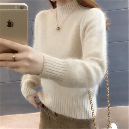 2021 Cashmere Sweater Women Winter Wool Mohair velvet Fleece Soft Plus Size Elasticity Casual Thick Pullover Warm Loose Sweaters