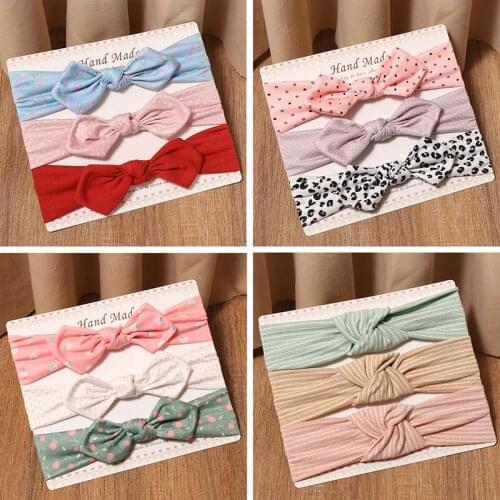 3Pcs/Set Solid Color Soft Nylon Elastic Baby Headband Bows Knotted Newborn Baby Girl Headbands Hair Accessories Girls Haarband