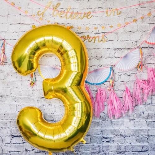 32inch Foil Number Balloons Birthday Anniversary Decoration Gold Silver Rainbow Digital Air Balloon Happy Globos Party Supplies
