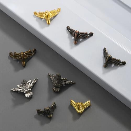 4Pcs Golden Gift Box Decorative Feet Wood Case Leg Corner Protector Four-legged Foot Support Foot Home Furniture Foot Decorative