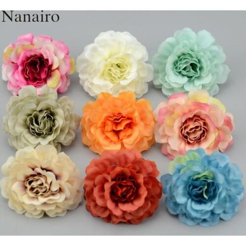 5pcs 6cm High Quality Silk Rose Artificial Flower Heads For Wedding Home Furnishings Craft DIY Wreath Handicrafts Fake Flowers