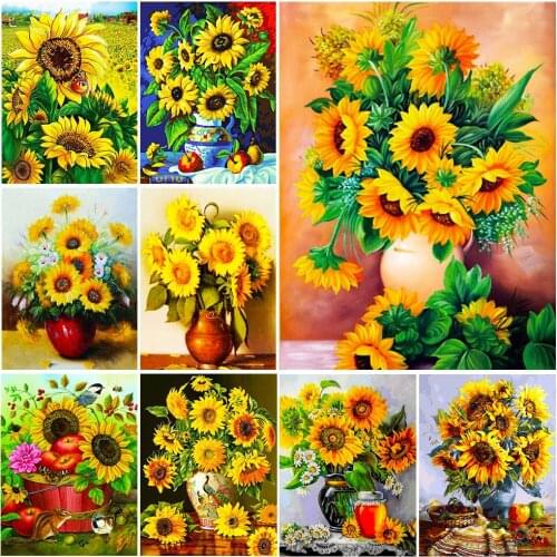5D DIY Diamond Painting Sunflower Mosaic Diamond Embroidery Floral Cross Stitch Kit Flower Full Drill Home Decoration Art Gifts