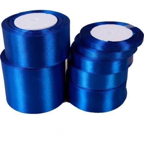 6/10/15/20/25/30/40/50mm wide 25yards Royal Blue satin ribbons for handwork headwear Decorative satin tapes for gift package