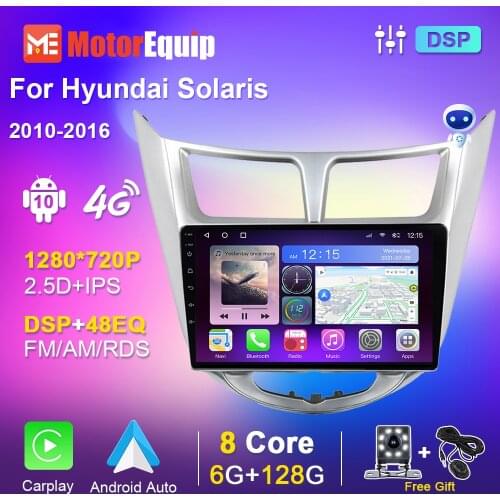 6G 128G Car Radio For Hyundai Solaris 2010-2016 Smart Android Carplay GPS Multimedia Player Navigation OBD 48EQ DSP No DVD 2 din