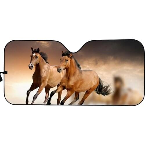 Running Horse Pattern Car Sun Shade Cover for Interior Front Window Car Accessories UV Protected Foldable Windshield Sunshade