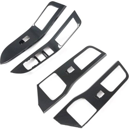 Beler 1Set Inner Window Lift Switch Panel Cover Trim Fit For Ford Explorer 2020 2021 Left Hand Drive Carbon Fiber Style