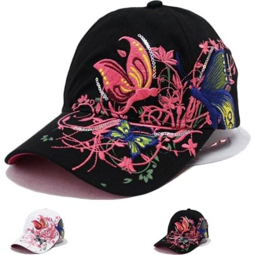 Sequin Embroidered Baseball Cap Butterfly Embroidered Duck Tongue Lip Print Tide Hat Bonnet Sunscreen Sun Hat