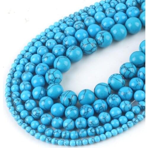 Wholesale Natural Stone Beads 4 6 8 10 12mm Lake Blue Turquoises Bead Fit Diy Necklace Bracelet Fashion Jewelry Making