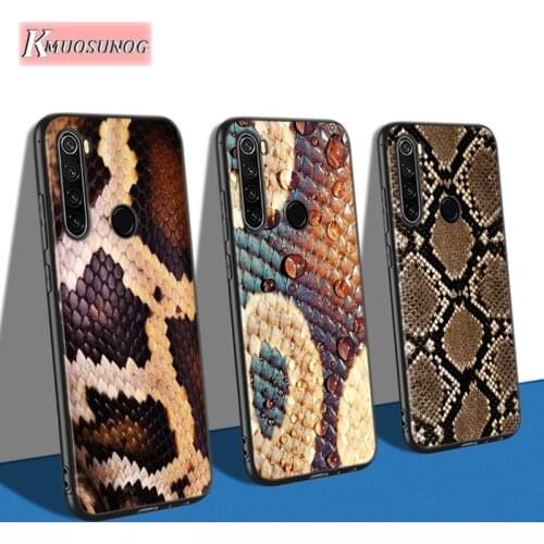 For Redmi Note 8T 8 7 6 5 Pro 5A 4X Black Phone Cover Fashion Leather Snake For Xiaomi Redmi Note 9 9S Max Phone Case