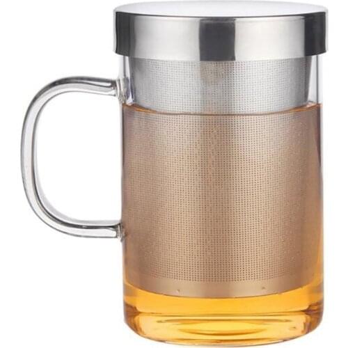 New 500Ml Travel Heat-Resistant Glass Tea Infuser Mug with Stainless Steel Lid Coffee Cup Tumbler Kitchen Heat-Resistant Large
