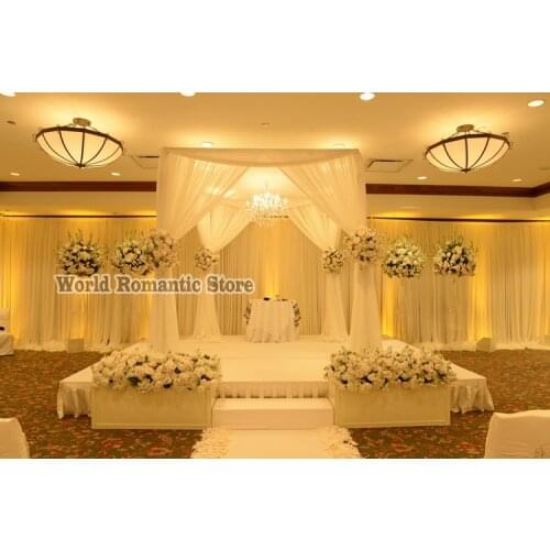 Wedding pavillion drapery with stainless steel pipe stand,stage curtain Wedding Props 3M x 3M x 3M