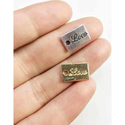 Eruifa 20pcs Hot 12*8mm Nice LOVE Letter Coin Zinc alloy DIY Charms Pendant Jewelry handmade DIY 2 Colors