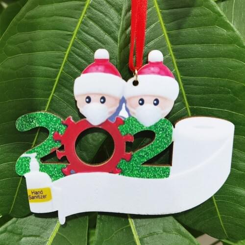 Wooden Christmas Decoration DIY Name Blessing Christmas Tree Ornament Personalized Family Of 2-7 Ornament Social Distanc #5102