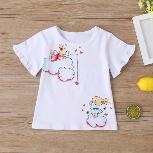 Cartoon Rabbit Printed T-shirts Toddler Kids Top Baby Boys Girls Easter Day Cartoon Print Tops Short Sleeve T-shirt Футболки