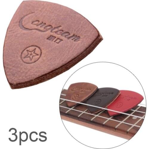 Guitar Picks 3pcs/lot 3mm Genuine Leather Ukulele Picks Colorful Cowhide Finger Thumb Pick Guitar Accessories