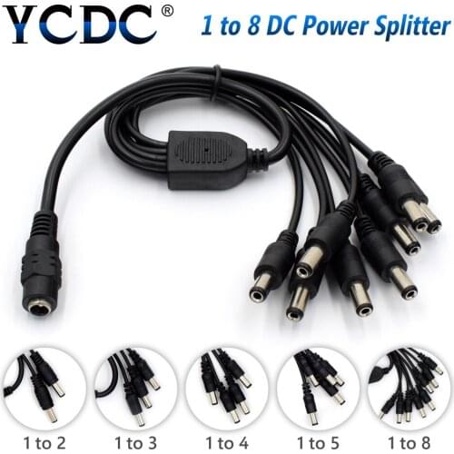 1 Female to 2 3 4 5 8 DC Power 2.1*5.5mm Splitter Plug Cable Male LED Strip for CCTV LED Strip Security CCTV Camera Accessories