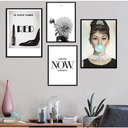 Black White Girl Painting Nordic Canvas Painting Wall Art Print Poster For Living Room Bedroom Home Art Decor Canvas Painting