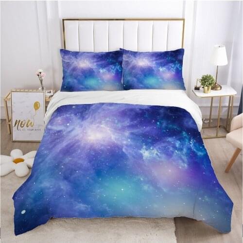 Galaxy bedding set Europe King Single Duvet cover set pillow case Bed linens Quilt cover 240x260 240x220 Black Starry purple