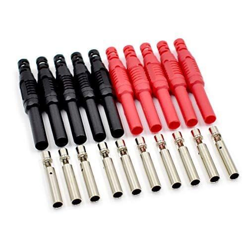 10Pcs Brass Insulated Safety Shrouded 4mm Banana Female Jack Socket Solder Plug Connector for Test Leads Diy