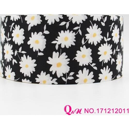 Q&N ribbon 16mm 22mm 25mm 38mm 50mm 75mm flower print grosgrain ribbon webbing 50yards/roll for hair tie