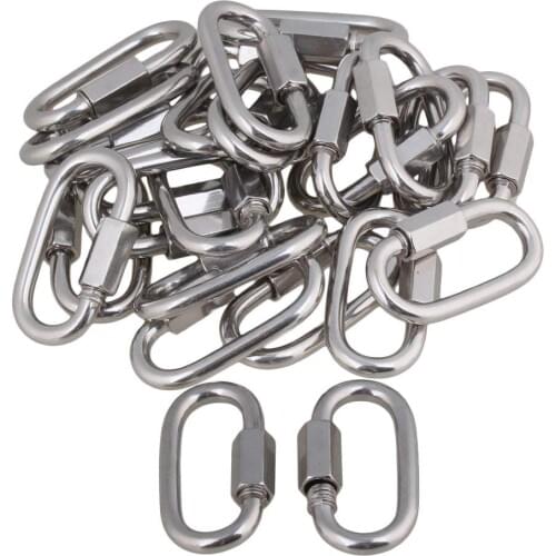 Multifunctional 304 Stainless Steel Carabiner Oval Screwlock Quick Link Lock Ring Hook M5 Pack of 20