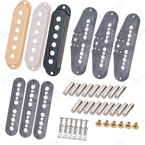 A Set 3 Pcs magnetized Alnico 5 Pole Slug Single Coil Pickup Kits Producing Accessories /Black White Cream