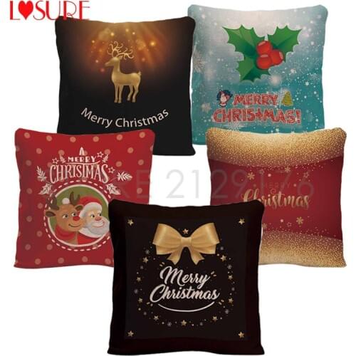 Merry Chrismas Pillow Cover Decorative Deer Snowflaker Cushion Cover Mordern Design Home Decor Pillowcase Gift For Seat by LVSUR