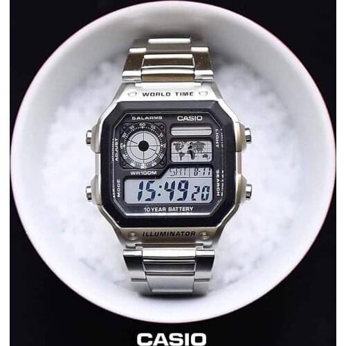 ORIGINAL-RETURN GUARANTEED, casio 1200WHD 1AVCF stainless steel waterproof multifunctional world watch men clock digital