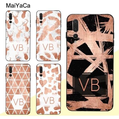 MaiYaCa PERSONALISED ROSE GOLD INITIALS MARBLE Case For Huawei P30 Pro P40 P10 P20 Lite Mate 20 30 10 Lite P Smart 2019 Z