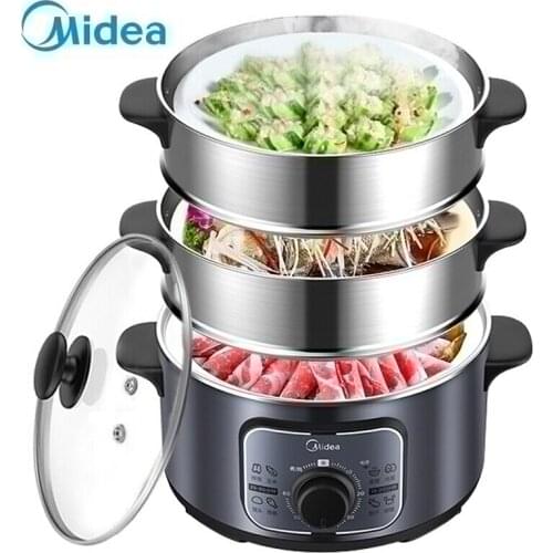 Midea Electric steamer 3 layers Large capacity steamer pot warmer food Household Multi-purpose Stainless Steel steamer cooker
