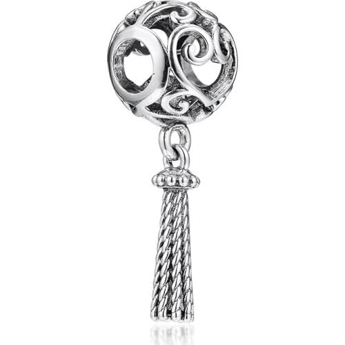 Fit Pandora Bracelets Heart Tassel Charms 925 Original Sterling Silver Beads for Jewelry Making DIY Gift