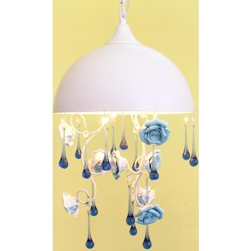 Mediterranean style Blue Crystal pendant light for Restaurants Aisle Porch Lamp Italy Style Childrens pendant lamp led lustre