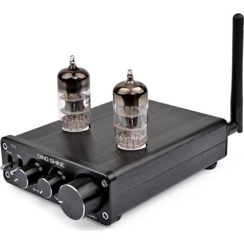 HIFI 6N3 Bile Tube Preamplifier Bluetooth 4.0 Audio Receiver Preamp Amplifier With Treble Bass Ajustment For Home Sound Theater