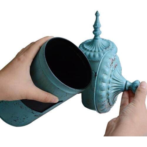 Retro Tea Coffee Storege Box Make Old Candy Storage Box Jewelry Makeup Organizer Cosmetic organizer Handmade Iron Storage Boxes