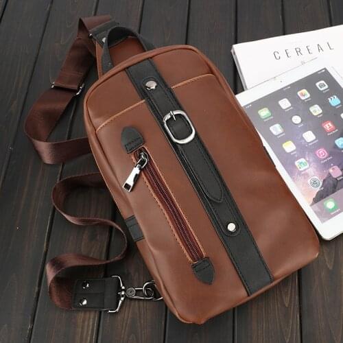 Luxury Leather Men Chest Pack Brand Designer Chest Bags 2020 Crossbody Bag Male Business Phone Purse Lock Shoulder Bags Handbags