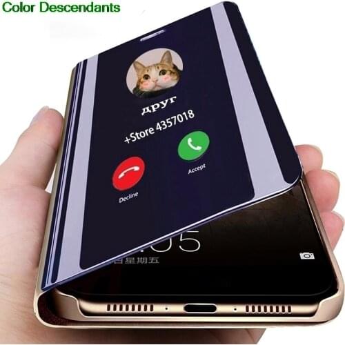 Luxury Plating Smart Mirror Case for Huawei Honor 9 Lite enjoy 7S P smart Flip Phone Cover Huawei Enjoy7S Cases Huawei P Smart