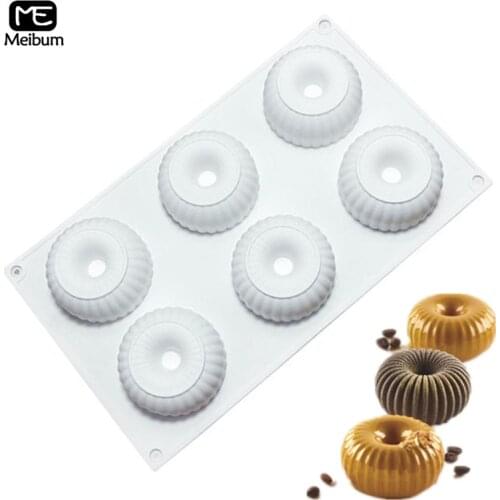 Meibum 6 Cavity Ring Cake Silicone Mold DIY Mousse Chocolate Mould Pastry Dessert Modle Muffin Cake Decorating Bakeware