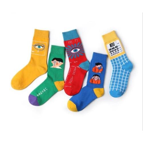 Spring Autumn New Eyes Patterned Cartoon Funny Harajuku Women Socks