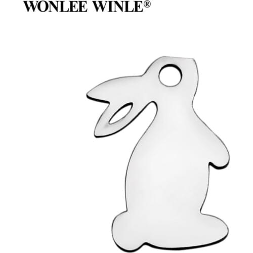 Wonlee Winle DIY Full Polished 316l Stainless Steel Rabbit Charms Pendants for Bracelet Necklace Jewelry Making