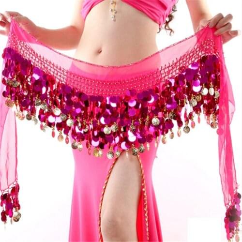 Belly Dance Skirt Hip Scarf Sequin Fringe Wrap Coin Belts Indian Jewelry Exotic Bellydance Costume Waistband Belt