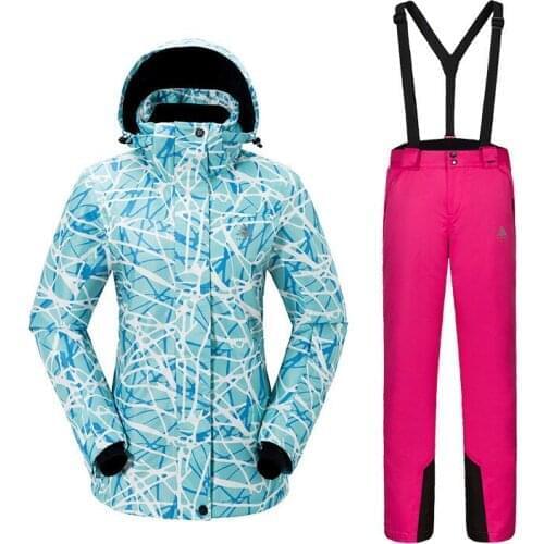 Outdoor Sports Womens Ski Suit Thickened Warm Breathable Waterproof Wear-resistant Quick Dry ski Jacket Ski Pants Size S-XXL