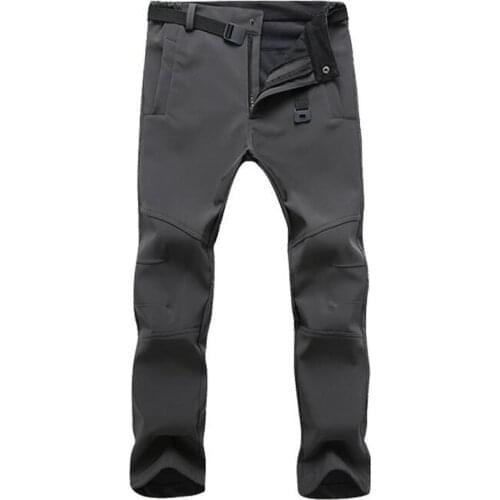 Winter Pants Men Outwear Soft Shell Fleece Thermal Trousers Mens Casual Autumn Thick Stretch Waterproof Military Tactical Pants