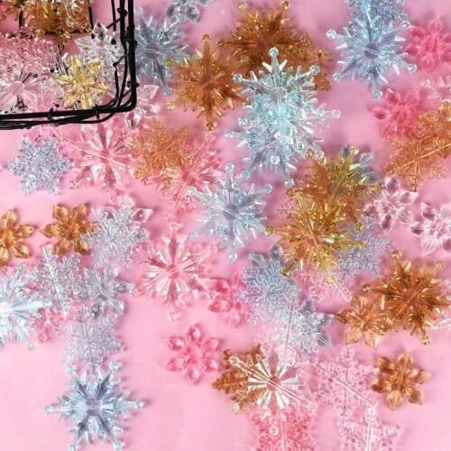 10pcs Christmas Decorations Crystal Acrylic Snowflake Pendant Christmas Tree Hanging Ornament DIY Bead Curtain Craft Home Decor