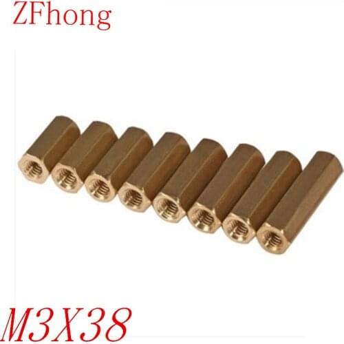 100PCS M3 Brass Hex Standoff M3 x 38 M3*38 Female to female Brass spacer standoff